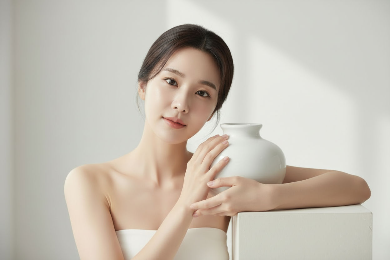 but she has to hold the ceramic and make her look real, less ai
